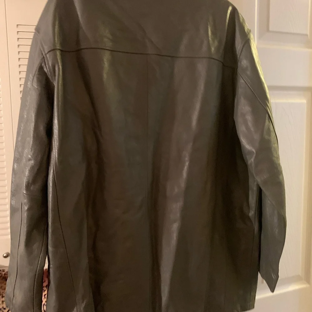 NINE EAST MALE GRAY LEATHER JACKET.